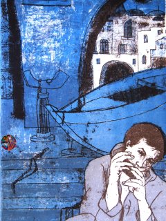 012SA - Suonatore di Armonica - cm. 35x50 - Litografia (Lithography)